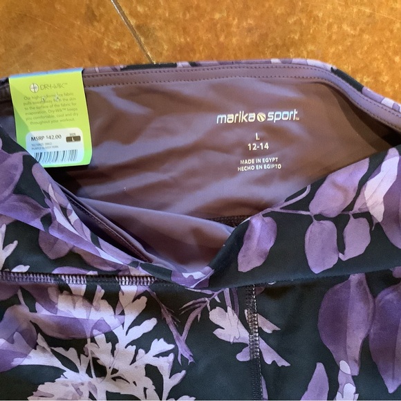 Marika sport tummy control capris. Navy/purple floral. Sz L. NWT - Picture 4 of 4